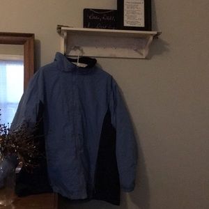 Navy blue heavy jacket.